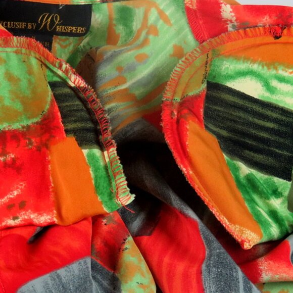 Exclusive by Whispers Shirt Size Med Floral Abstract Short Sleeve Shoulder Pads - Picture 5 of 7